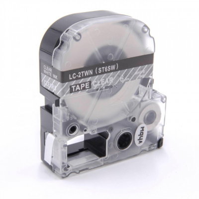 Epson LC-2TWN, ST6SW, 6mm x 8m, white text / clear tape, compatible tape