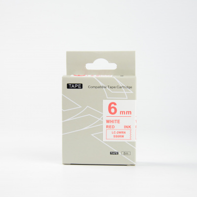 Epson LK-2WRN, SS6RW, 6mm x 9m, red text / white tape, compatible tape