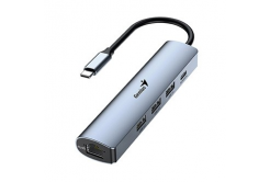 USB (3.0) hub 4-port, UH-545, gray, Genius, 3x USB 3.0, 1x RJ45