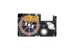 Casio XR-9FOE , 9mm x 8m, black text / signal orange tape, compatible tape