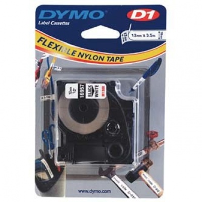 Dymo D1 16957, S0718040, 12mm x 3,5 m, black text/white tape, original tape