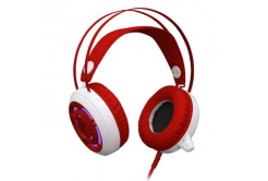 Redragon SAPPHIRE, herní sluchátka s mikrofonem, s regulací hlasitosti, bílo-červená, 2x 3.5 mm jack + USB