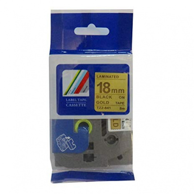 Compatible tape Brother TZ-841 / TZe-841, 18mm x 8m, black text / gold tape