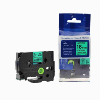 Compatible tape Brother TZ-741 / TZe-741, 18mm x 8m, black text / green tape