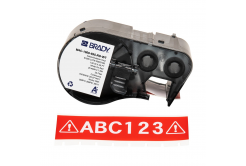 Brady M4C-1000-595-RD-WT / 170837, 25.40 mm x 7.62 m, Vinyl, white text / red tape