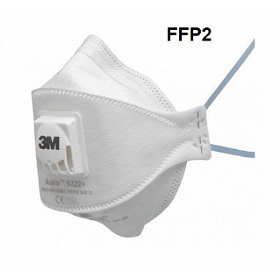 3M 9322+ Aura™ Filtering Half Mask with Exhalation Valve (FFP2)