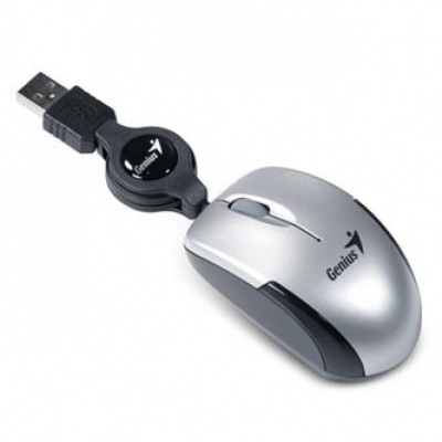 Genius Mouse Micro Traveler V2 31010125106, 1200DPI, optical, 3 buttons, wired USB, silver, Micro