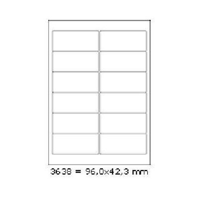 Self-adhesive labels 96 x 42,3 mm, 12 labels, A4, 100 sheets