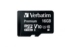 VERBATIM MicroSDHC Card 16GB Premium, U1 + SD Adapter