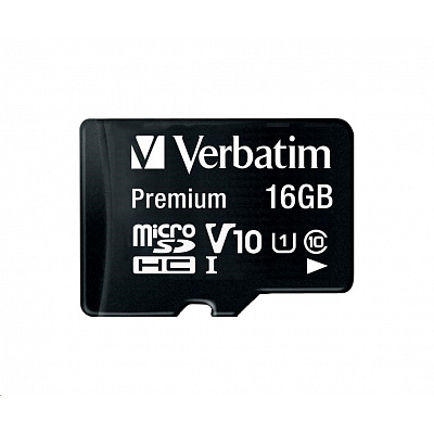VERBATIM MicroSDHC Card 16GB Premium, U1 + SD Adapter