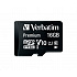 VERBATIM MicroSDHC Card 16GB Premium, U1 + SD Adapter