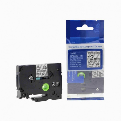 Compatible tape Brother TZ-S131/TZe-S131 12mm x 8m extr.adh. black text/transparent tape