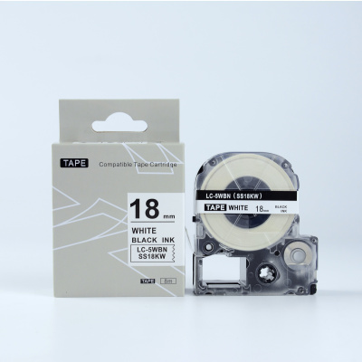 Epson LK-5WBN, SS18KW, C53S655006, 18mm x 9m, black text / white tape, compatible tape