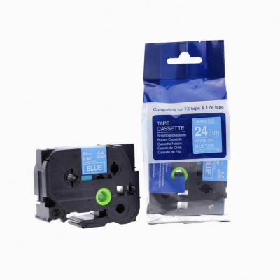 Compatible tape Brother TZ-555 / TZe-555, 24mm x 8m, white text / blue tape