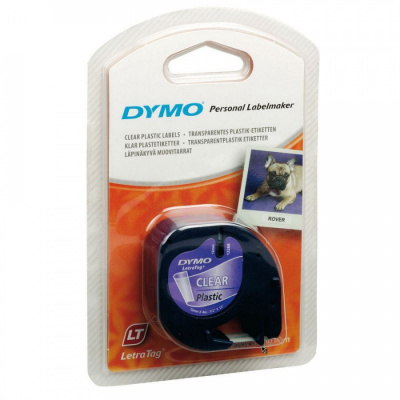 Dymo LetraTag 12267, S0721530, 12mm x 4m, black text/clear tape, original tape