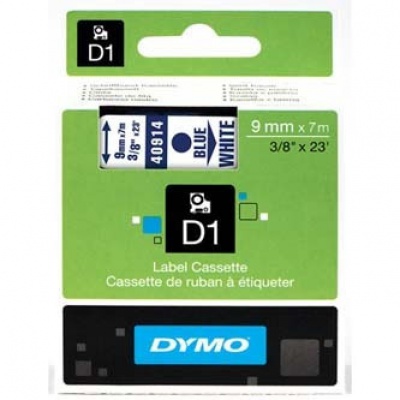 Dymo D1 40914, S0720700, 9mm x 7m, blue text / white tape, original tape