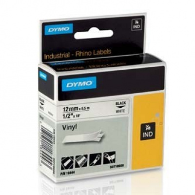 Dymo D1 18444, S0718600, 12mm x 5,5m black text / white tape, original tape