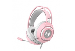 Marvo HG8936, headphones with microphone, volume control, pink, backlit, 3.5 mm jack + USB