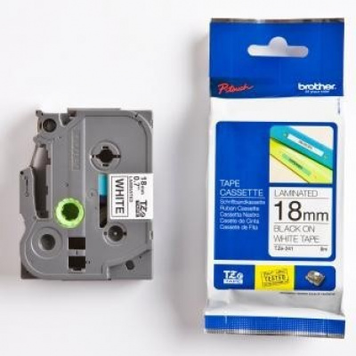 Brother TZ-241 / TZe-241, 18mm x 8m, black text / white tape, original tape