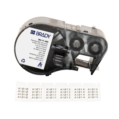 Brady M4-11-498 / 170785, 19.05 mm, Vinyl, black text / white tape
