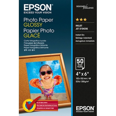 Epson Glossy Photo Paper Premium C13S042547, 200 g/m2, 10x15cm, 50pcs, glossy, inkjet, white, photo paper