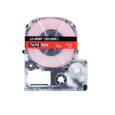 Epson LK-4RWP, SD12RW, 12mm x 9m, white text / red tape, compatible tape