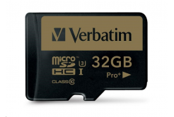 VERBATIM MicroSDHC card 32GB PRO+ Class 10, UHS 1 (R:90/W:80 MB/s)