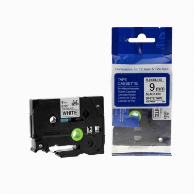 Compatible tape Brother TZ-FX221/TZe-FX221, 9mm x 8m, flexi, black text/white tape