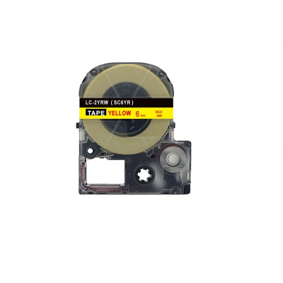 Epson LK-2YRN, SC6YR, 6mm x 9m, red text / yellow tape, compatible tape
