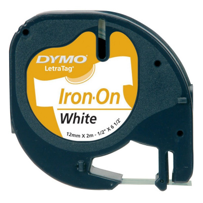 Dymo original tape to the label printer, Dymo, S0718850, black text/white tape, 2m, 12mm, LetraTag ironing tape