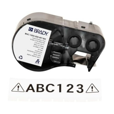Brady M4C-500-595-CL-WT / 170822, 12.70 mm x 6.10 m, Vinyl, white text / transparent tape