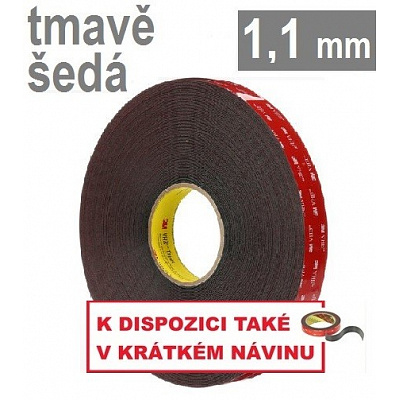 3M VHB™ 4611, tl. 1,1 mm; tmavošedá oboustranně lepicí páska 12 mm x 33 m