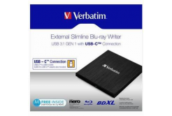 Verbatim 43889 externí Blu-Ray mechanika, USB 3.1, USB-C, ZDARMA 25GB MDISC