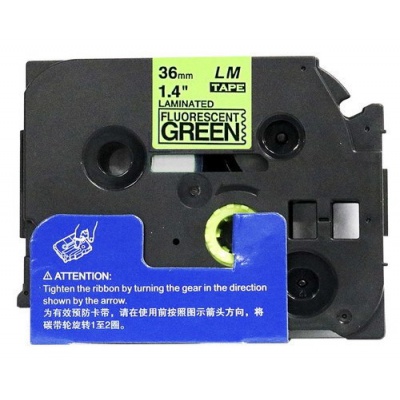 Compatible tape Brother TZ-D61/TZe-D61, signal 36mm x 8m, black text/green tape