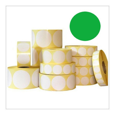 Self-adhesive labels rounded 35 mm, 1000 pcs, green paper for TTR, roll