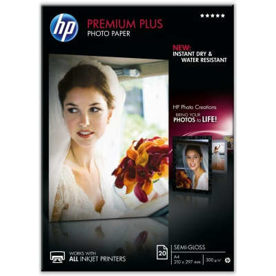 HP Premium Plus Semi-Gloss Photo Paper CR673A, 300 g/m2, A4, 20pcs, semi-gloss, white, photo paper