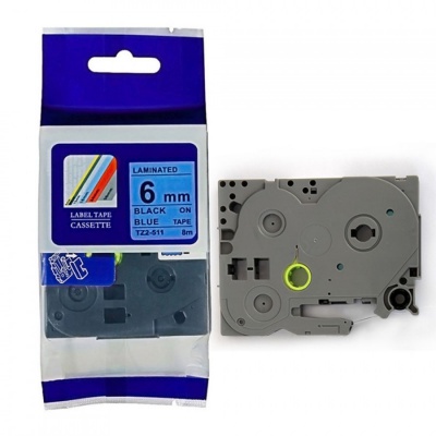 Compatible tape Brother TZ-511 / TZe-511, 6mm x 8m, black text / blue tape