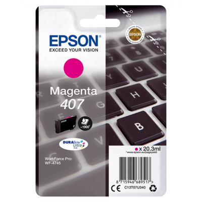 Epson 407 C13T07U340 purpurová (magenta) originální cartridge