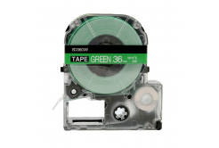 Epson LK-SD36GW, 36mm x 9m, white text / green tape, compatible tape