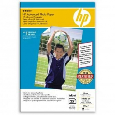 HP Advanced Glossy Photo Paper Q8691A, 250 g/m2, 10x15cm, 25pcs, glossy, white, photo paper