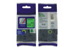 Brother HGe-711, 6mm x 8m, black text / green tape, high-speed compatible tape