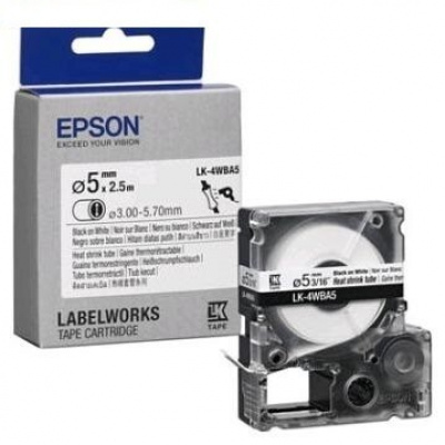 Epson LK-4WBA5 C53S654904 6mm x 9m, black text / white tape, original heat shrink