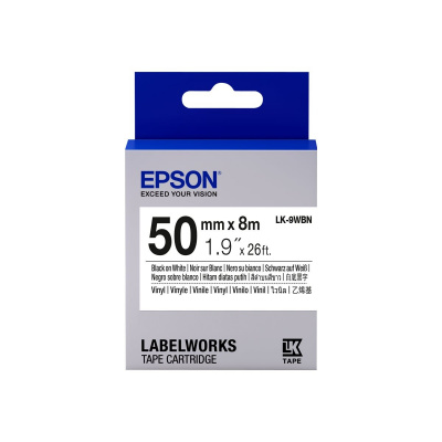 Epson LabelWorks LK-9WBN C53S659001 50mm x 8m, black text / white tape, original tape