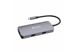 VERBATIM Hub USB-C Pro Multiport 5 Port, 2x USB 3.2, 1x USB-C, HDMI, RJ45, grey