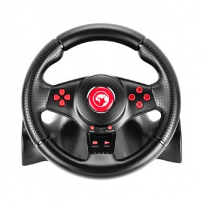 Steering wheel Marvo GT-903, Steering wheel with pedals and gear shifter, 16buttons, USB, black