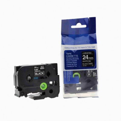 Compatible tape Brother TZ-355 / TZe-355, 24mm x 8m, white text / black tape