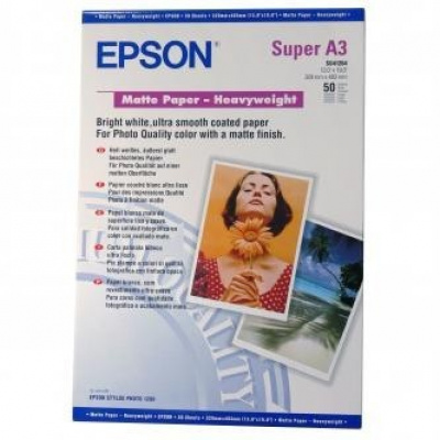 Epson Matte Paper Heavyweight S041264 C13S041264, 167 g/m2, A3+, matte, strong, white, photo paper