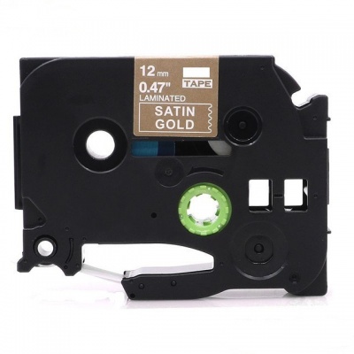 Compatible tape Brother TZ-MQ835/TZe-MQ835, 12mm x 5m, white text / light gold tape