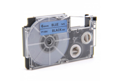 Casio XR-6BU1, 6mm x 8m black / blue, compatible tape