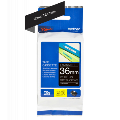 Brother TZE-M365, 36mm x 8m, white text/black matt tape, original tape
